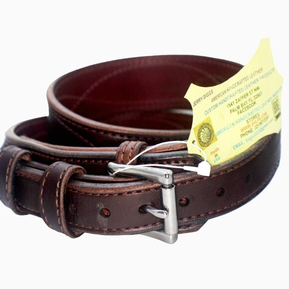 Leather Gun Belt,English bridle leather and Latigo leather lined